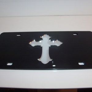 Kreuzspiegel Laser Nummernschild Farben Schwarz/Silber NEU!
