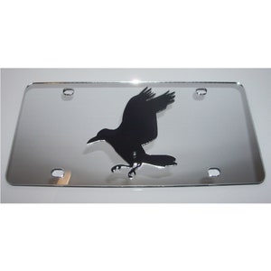 Raven Mirror Laser License Plate Silver/Black NEW!!