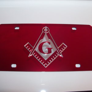 Masonic Mirror Laser License Plate Color's Silver/Blue NEW!!