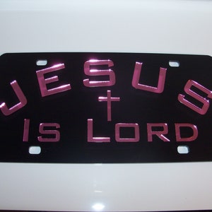 JEZUS is HEER Spiegel Laser Kentekenplaat Kleuren Zwart/Zilver/Roze NIEUW!!