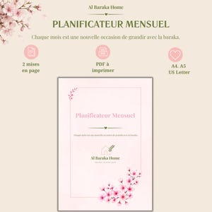 Planificateur Mensuel à Imprimer | Planner PDF Français | A4 A5 US Letter