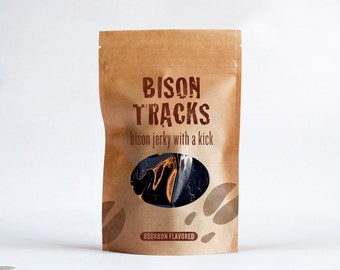 Gourmet Bison Jerky - Bourbon Infused - Tender and Flavorful High-Protein Snack - Made to Order - 4 oz.