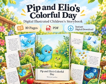 Libro de cuentos imprimible para niños "El día colorido de Pip y Elio", colores y conteo (PDF)