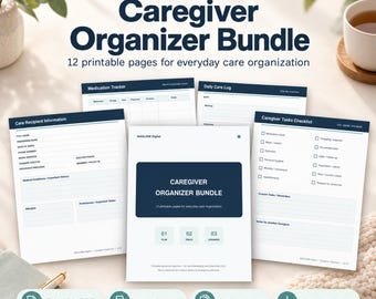 Planificador para cuidadores imprimible, registro de medicamentos, registro de citas, registro diario de cuidados, PDF tamaño carta estadounidense A4