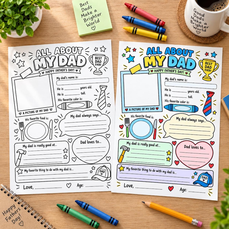 All About My Dad Printable, Father's Day Worksheet, Dad Questionnaire ...