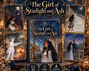 La niña de la luz de las estrellas y las cenizas, libro ilustrado de fantasía para niños, libro electrónico digital para niños en formato PDF.