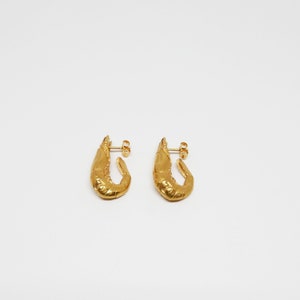 Golden earrings, shrimp pattern image 6