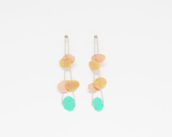 Silver earrings and dissolve confetti-pastel colors
