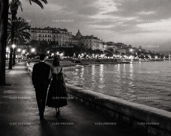 Incontriamoci sulla Costa Azzurra, stampa fotografica in bianco e nero per coppie (download digitale)