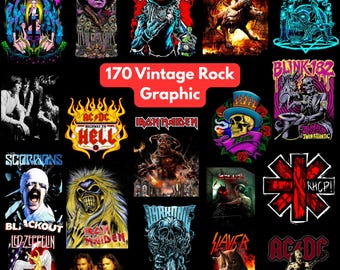 Può includere: Una collezione di 170 grafiche rock vintage con loghi di band e illustrazioni per Mastodon, Jimi Hendrix, Pantera, Slayer, Suicide Silence, Blink-182, AC/DC, Iron Maiden, Scorpions, Led Zeppelin, Metallica e Red Hot Chili Peppers.