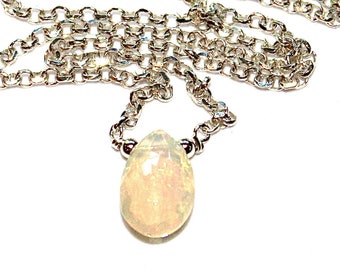 Pear Opal Necklace in Sterling Silver