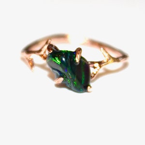 Small Black Opal Ring Raw Opal Ring Raw Opal Twig Ring Raw Stone Ring Red Fire Opal Jewelry Raw Black Opal Free Form Raw Opal