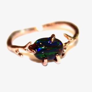 Black Opal Ring Raw Opal Ring Raw Opal Twig Ring Raw Stone Ring Red Fire Opal Jewelry Raw Black Opal Free Form Raw Opal Jewelry