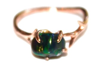 Black Opal Ring Raw Opal Ring Raw Opal Twig Ring Raw Stone Ring Red Fire Opal Jewelry Raw Black Opal Free Form Raw Opal Jewelry