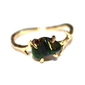 Black Opal Ring Raw Opal Ring Raw Opal Twig Ring Raw Stone Ring Red Fire Opal Jewelry Raw Black Opal Free Form Raw Opal Jewelry image 1