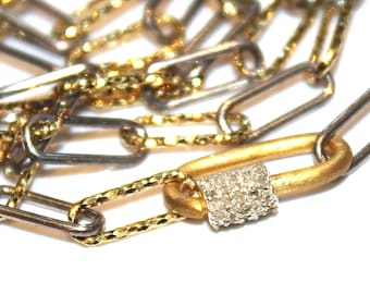 Paperclip Necklace Carabiner Necklace Paper Clip Necklace Silver Necklace Diamond Necklace Diamond Jewelry Stacking Necklace Pave Necklace