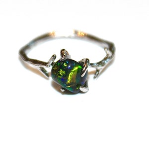 Black Opal Ring Raw Opal Ring Raw Opal Twig Ring Raw Stone Ring Blue Fire Opal Jewelry Raw Black Opal Free Form Raw Opal Jewelry