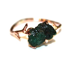 Emerald Ring Green Emerald Ring Twig Ring Raw Stone Ring Green Emerald Jewelry Raw Ring Something Green Wedding Ring Woodland Ring May Birth