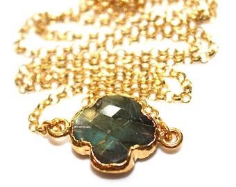 As Seen On The Last Summer Clover Necklace Labradorite Stacking Necklace Layered Necklace As Seen on Netflix Necklace The Artisan Group