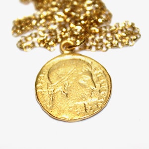Greek Coin Necklace Gold Medallion Necklace Stacking Necklace Layering Necklace Greek Necklace Gold Necklace Gift for Her Holiday Gift