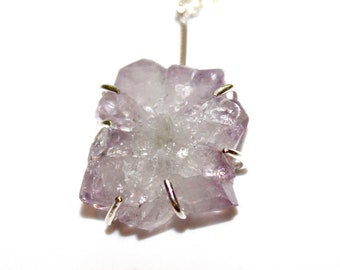 Amethyst Flower Necklace Silver Druzy Necklace Stalactite Necklace Purple Jewelry Druzy Jewelry Drusy Necklace Boho Necklace Gift