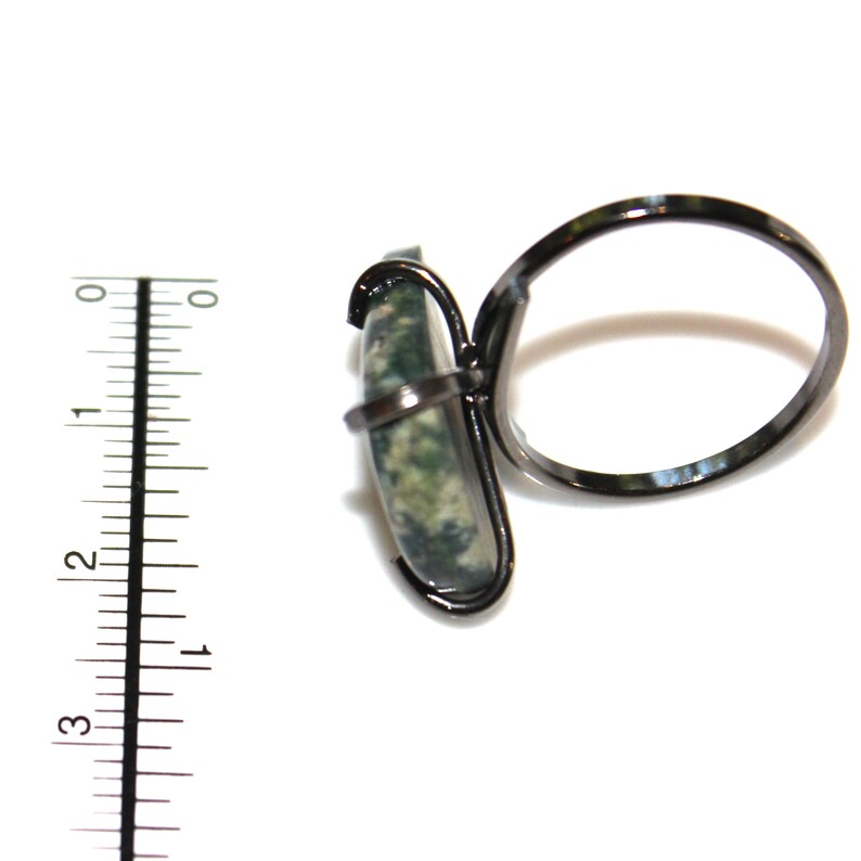Blood Stone Ring Green Ring Fossil Ring Blood Stone Jewelry Silver Blood Stone Ring Raw Ring Adjustable Black Gold Ring Earth Mined Stone image 5