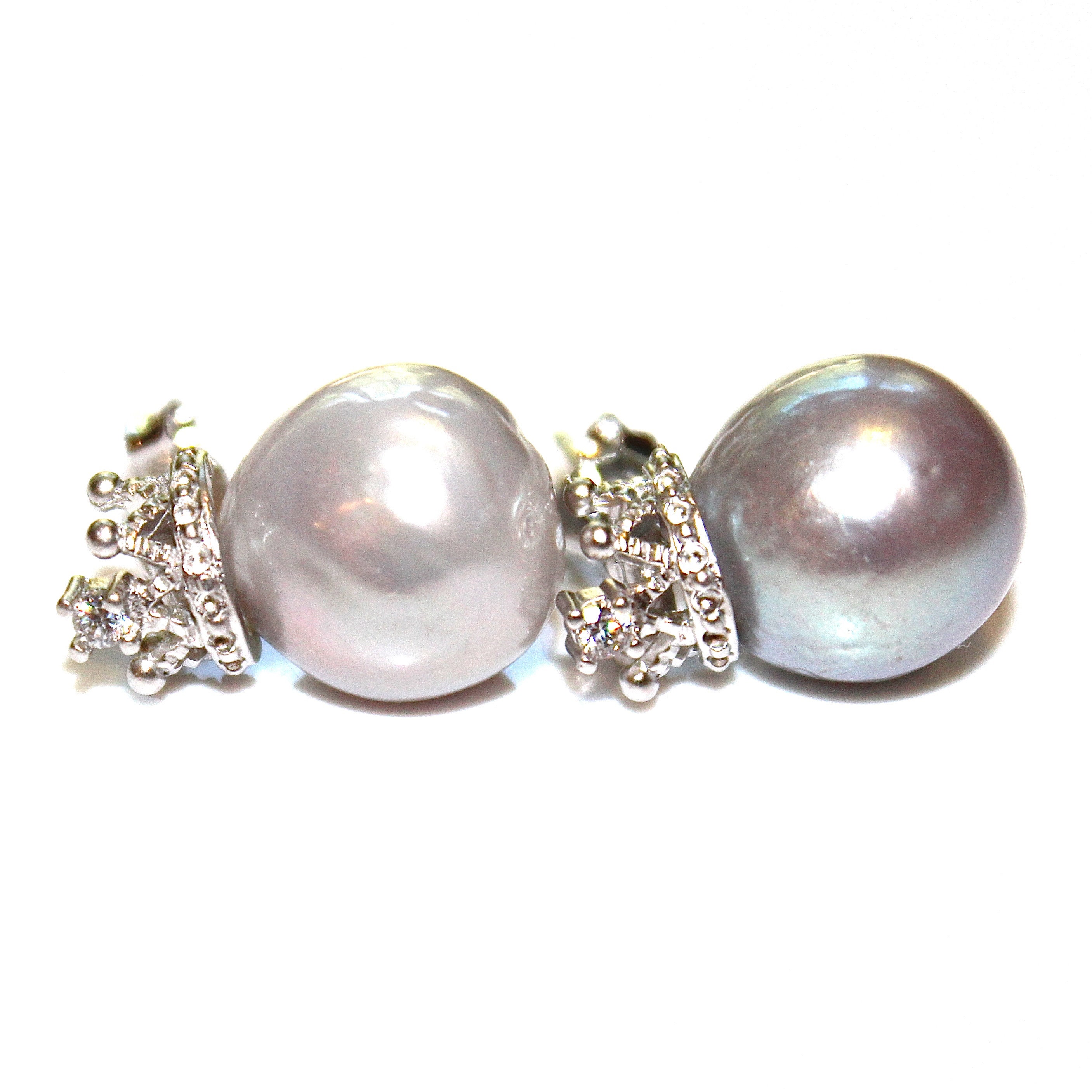 Dove Grey Pearl Earrings Large Pearl Earrings Natural Pearl
