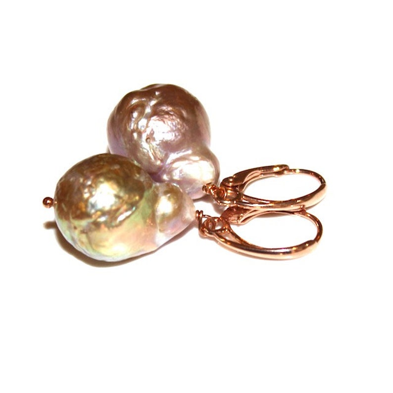 As Seen on Madam Secretary Baroque Pearl Earring Large Pearl Jewelry Large Pearl Earring Baroque Pearl Rose Gold Pearl Earrings image 5