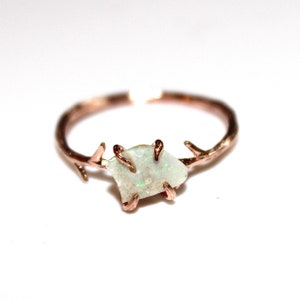 Australian Opal Ring Raw Opal Ring Boulder Opal Rose Gold Twig Ring Raw Stone Ring Green Fire Opal Jewelry Natural Opal Raw Opal Jewelry