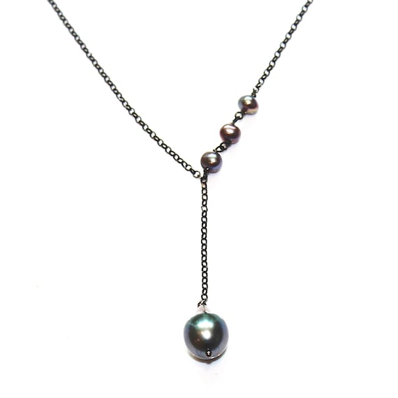 【BLACKPURPLE】TORI PEARL CHAIN NECKLACE Princess Buttercup Choker, Midnight, Stacey Nishimoto