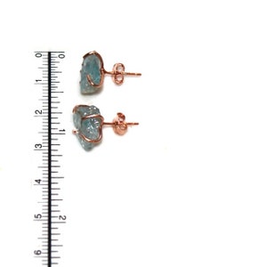 Ice Blue Earring Raw Aquamarine Stud Earring Organic Earring Aquamarine Jewelry Free Form Earring Aquamarine March Birthstone Raw Gemstones image 2