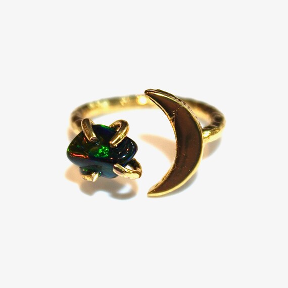 Raw black cheap opal ring