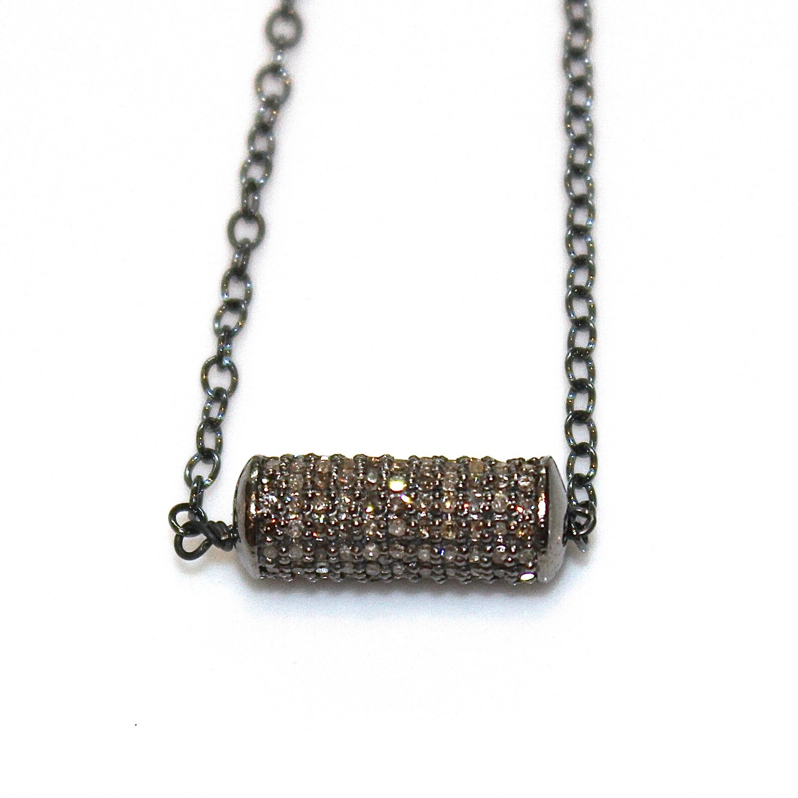 Diamond Tube Necklace Black Gold Necklace Black Diamond Etsy