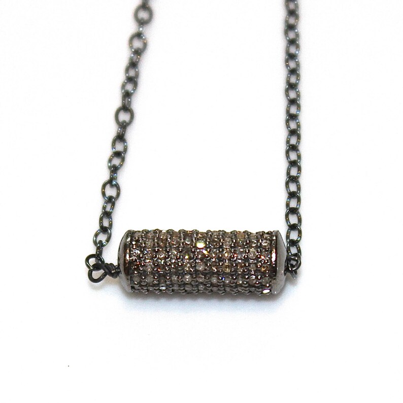 Diamond Tube Necklace Black Gold Necklace Black Diamond Etsy