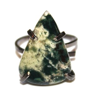 Blood Stone Ring Green Ring Fossil Ring Blood Stone Jewelry Silver Blood Stone Ring Raw Ring Adjustable Black Gold Ring Earth Mined Stone image 2