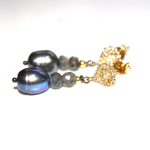 Peacock Pearl Earrings in Gold Vermeil Gift for Her Mother's Day
