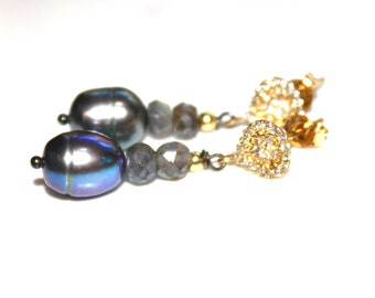 Peacock Pearl Earrings in Gold Vermeil Gift for Her Mother's Day