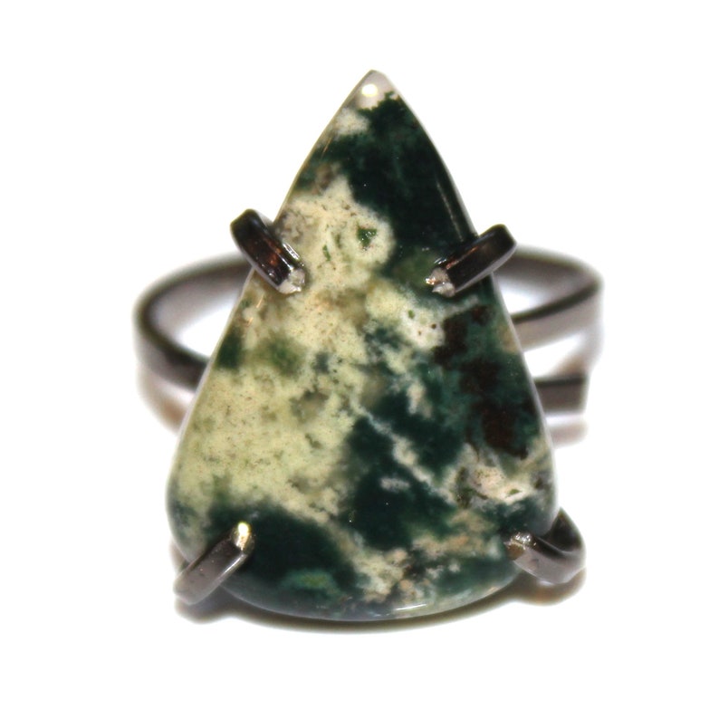 Blood Stone Ring Green Ring Fossil Ring Blood Stone Jewelry Silver Blood Stone Ring Raw Ring Adjustable Black Gold Ring Earth Mined Stone image 4