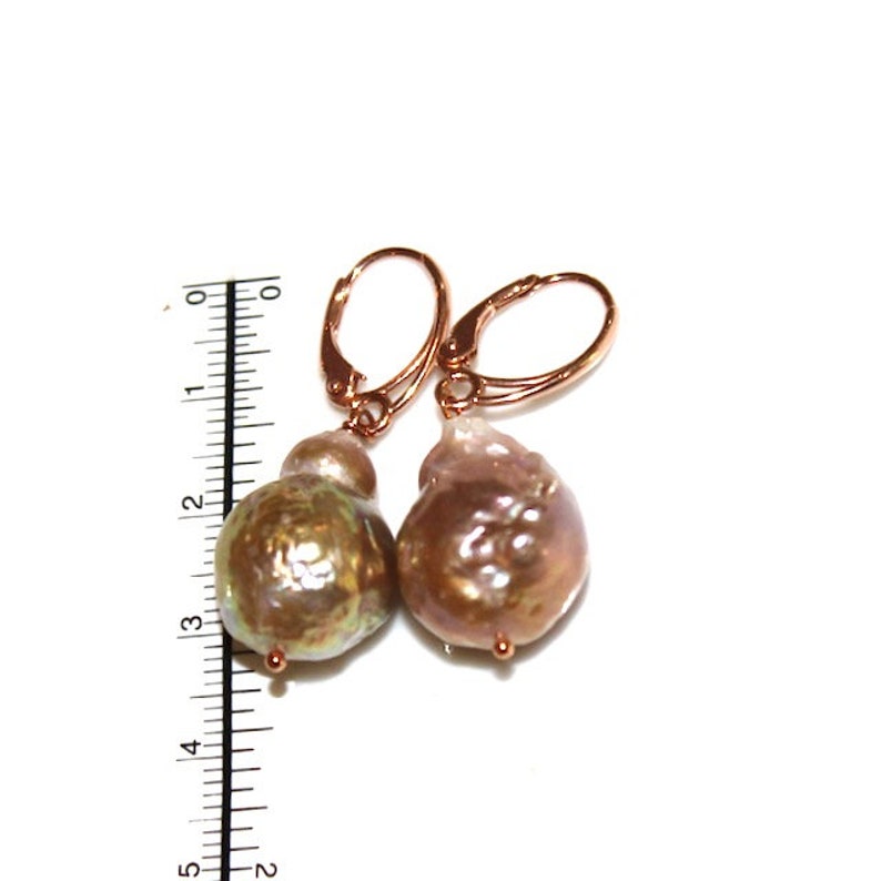 As Seen on Madam Secretary Baroque Pearl Earring Large Pearl Jewelry Large Pearl Earring Baroque Pearl Rose Gold Pearl Earrings image 2