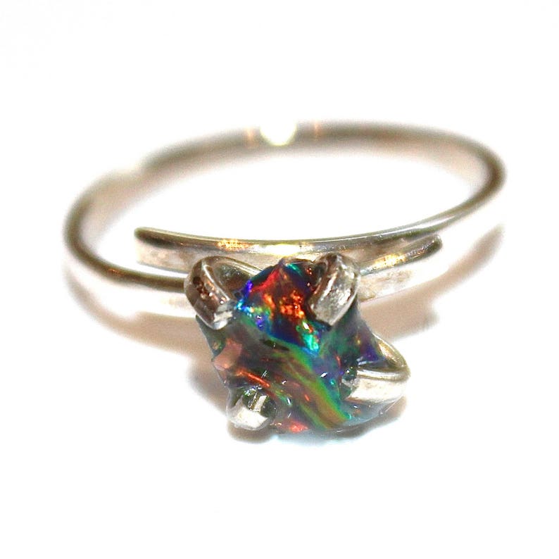 Small Raw Black Opal Ring Raw Opal Ring Free Form Ring Black | Etsy
