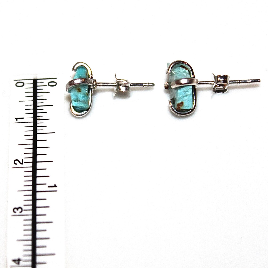 Raw Turquoise Stud Earring Silver Earring Arizona Turquoise Etsy
