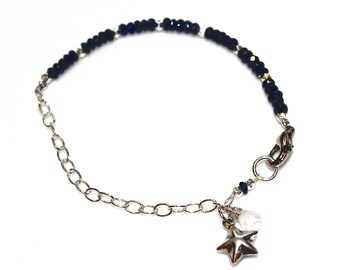 Sapphire Bracelet Silver Chain Star Bracelet Sapphire Stacking Bracelets FizzCandy Spring Style Trendy Jewelry Silver Star Jewelry