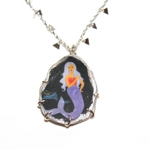 Oyster Shell Necklace, Decoupage Necklace, Mermaid Necklace, Coastal Necklace, Bridesmaid, Oyster Necklace, Gift for Her, Mermaid Jewelry
