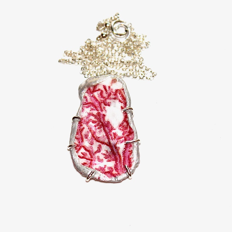 Oyster Shell Necklace, Decoupage Necklace, Flower Necklace, Gift for Her, Coral Necklace, Coastal, Oyster Necklace, Necklace for Mom, Bride image 4