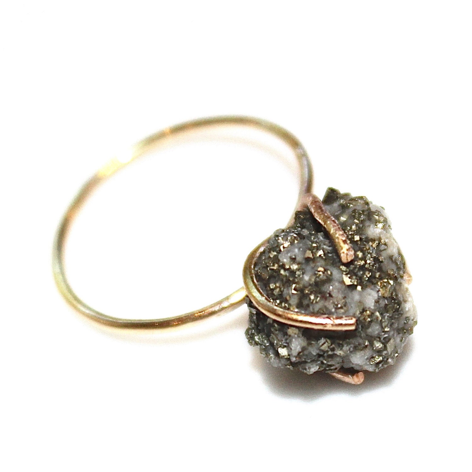 Raw Ring Pyrite Ring Calcite Ring Raw Stone Ring Natural Stone Ring ...
