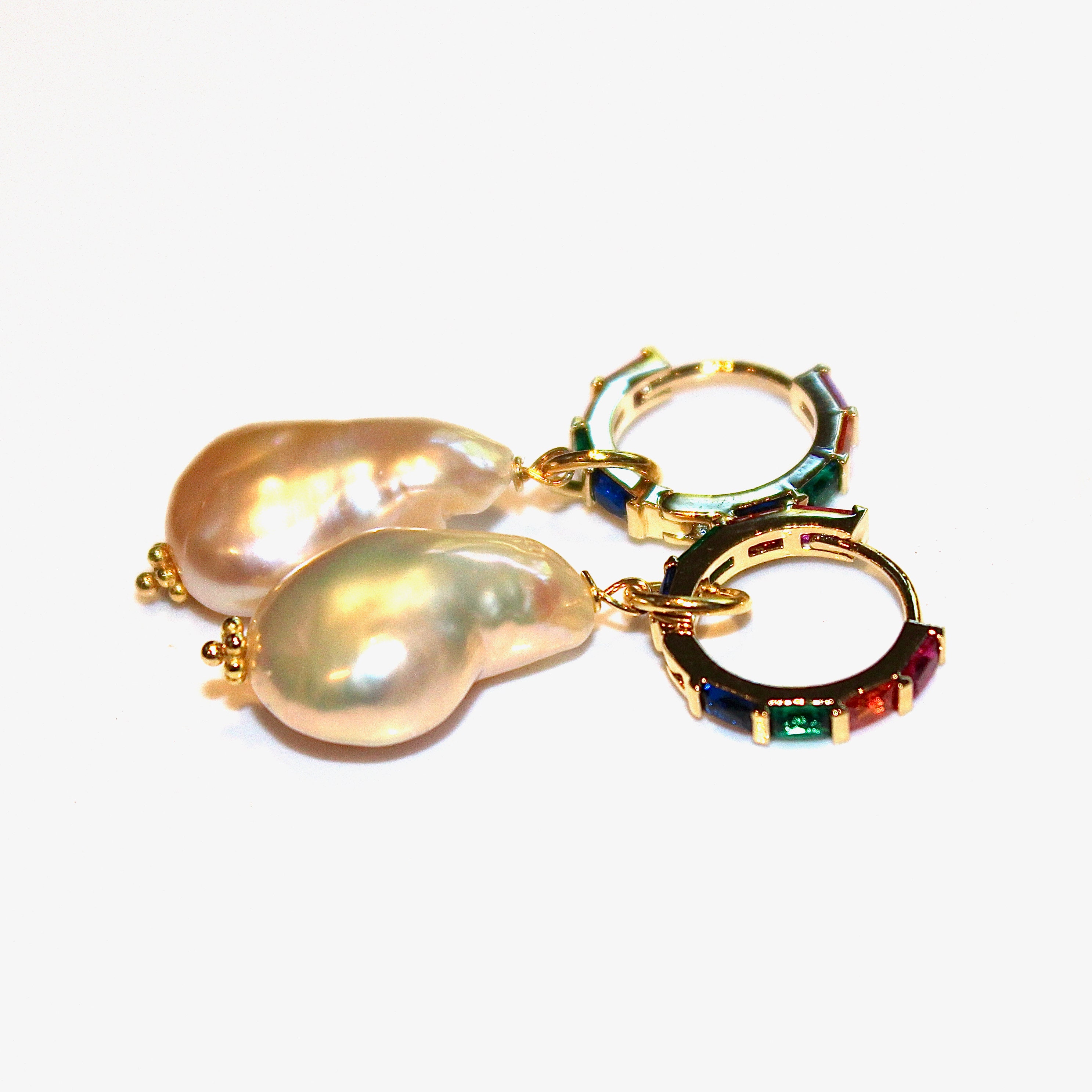 Multi Color Baroque Pearl Earrings yellow gold plated hook earrigns Multi Color Baroque Pearl Earrings yellow gold plated hook earrigns