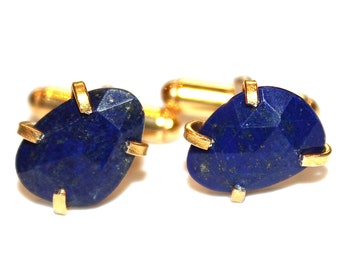 Small Raw Lapis Lazuli Cuff Link Cuff Links Lapis Link Mens Cufflink Mens Cuff Link Azure Groom Cufflink Best Man Cufflink Something Blue