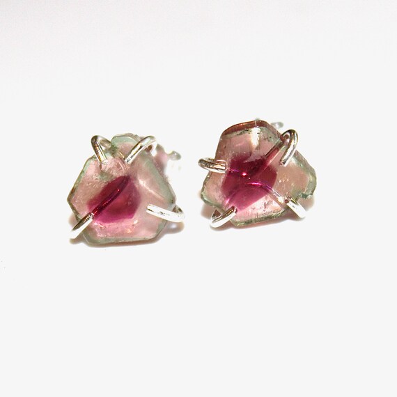 Watermelon tourmaline deals stud earrings