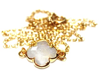 As Seen On The Last Summer Clover Necklace Moonstone Stacking Necklace Layered Necklace As Seen on Netflix Necklace The Artisan Group