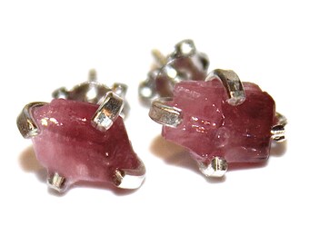 Rosa Turmalin Ohrring Wassermelone Turmalin Ohrstecker Roher Turmalin Schmuck Silber Turmalin Shard Ohrring Ombre Ohrring Rosa Ohrring